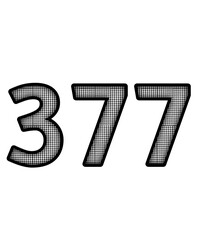 Black and white color numbers 377