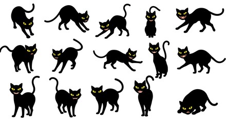 Obraz premium Midnight Prowlers: A Black Cat Collection AI Generated