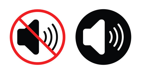 Sound on and sound off icons isolated on a white background