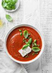 tomato soup with feta and basil