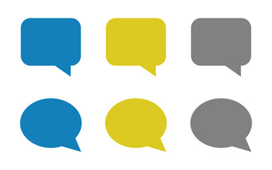 Various colored speech bubbles in round and square shapes isolated on a white background
