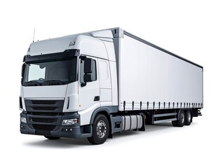 White Semi Trailer Truck Isolated On White Background Transportation Logistics