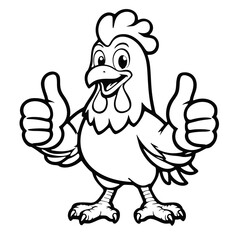 icon, mascot or character, chicken giving thumbs up, black, high quality