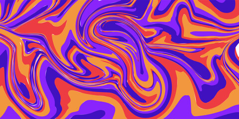 1960s Hippie Wallpaper Design. Trippy  Glitchy Background for Psychedelic 60s-70s Parties with Bright Acid Rainbow Colors and Groovy Geometric Wavy Pattern. Illustration with psychedelic trippy vibe.