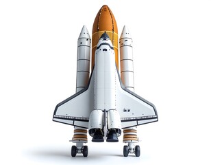 Pixelated Space Shuttle Isolated on White Background Depicting Space Travel