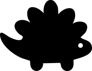 Black solid dino silhouette cute vector icon