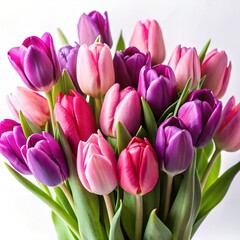 Obraz premium pink tulips on white background