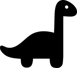 Long-neck dinosaur silhouette icon, vector for kids’ room decor, prehistoric party invitations, educational games, and craft projects.