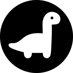 Fototapeta premium Black solid dino silhouette cute vector icon isolated