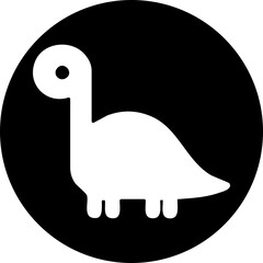 Black solid dino silhouette cute vector icon isolated