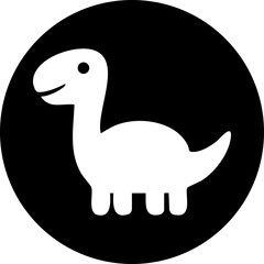 Black solid dino silhouette cute vector icon isolated