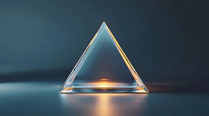 Glowing Glass Pyramid On Dark Studio Background
