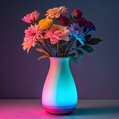 neon gradient colour flower vase 
