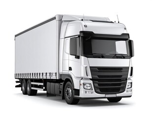 Isolated White Delivery Truck On White Background Showcasing Logistics and Transportation