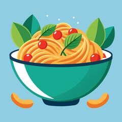 pasta on bowl vector
