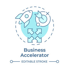 Business accelerator soft blue concept icon. Target goal, milestone. Company, startup. Round shape line illustration. Abstract idea. Graphic design. Easy to use in infographic, brochure