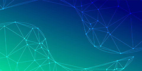 Digital technology speed connect blue green background, cyber nano information, abstract communication, innovation future tech data, internet network connection, Ai big data, line dot illustration