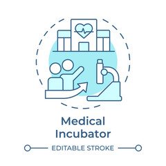 Obraz premium Medical incubator soft blue concept icon. Clinical service, research. Healthcare, hospital. Round shape line illustration. Abstract idea. Graphic design. Easy to use in infographic, brochure