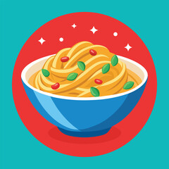pasta on bowl vector