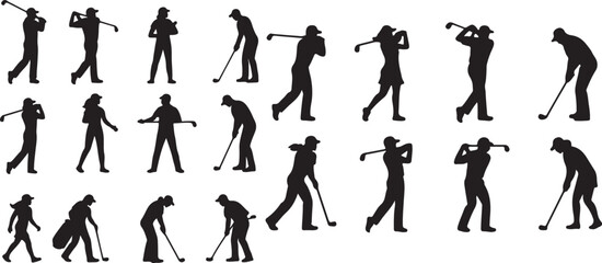 Twenty dynamic black human silhouettes in running, climbing, and athletic action poses. Great for fitness, motivation, outdoor, and sports-themed design or branding content