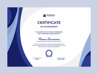 Obraz premium Elegant blue color certificate vector design template