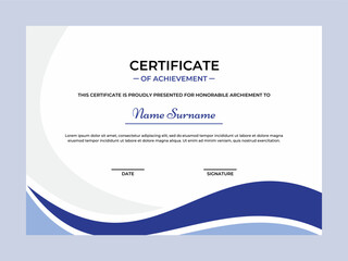 Elegant blue color certificate vector design template