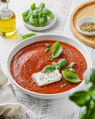 tomato soup with feta and basil