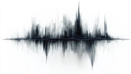 Fototapeta premium Abstract cityscape, sound wave-like