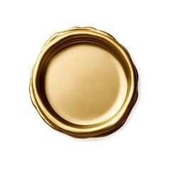 Gold wax seal, perfect for invitations, awards, and official documents or certificates, on isolated 
