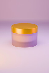 A portrait 3d design of cream jar with gold lid and isolated on background