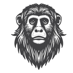 Fototapeta premium Vintage Hand-Drawn Howler Monkey with Close-Up Face Illustration – Jungle Animal Engraved Style Vector for T-Shirts, Posters, Stickers, and Wildlife Themes Apparel