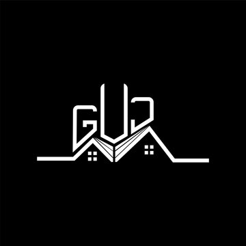 GUJ Real State logo design, GUJ simple and modern logo. GUJ luxurious alphabet design
