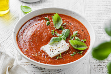 tomato soup with feta and basil