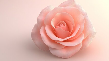 Delicate, peach-colored rose, soft lighting
