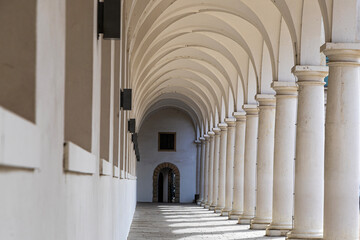 Antique architecture of old buildings with columns and squares. Dresden, Germany