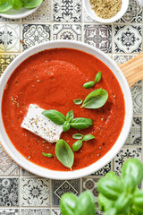 tomato soup with feta and basil