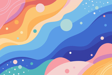 Colorful abstract wavy fluid design with transparent elements on white