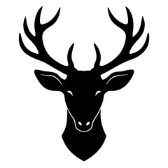 Naklejka premium Silhouette of a deer head with antlers