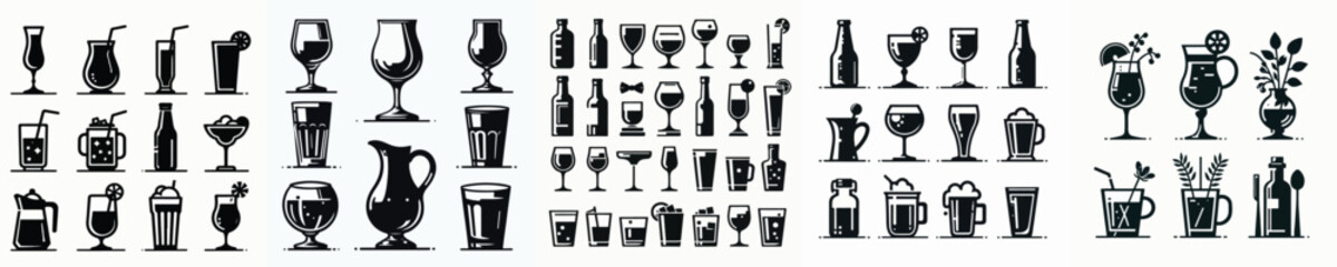 Vector set image silhouette of glass