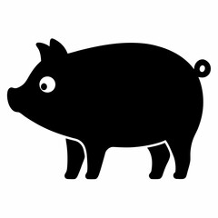 Simple black silhouette of a pig