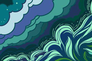Abstract cloud and wave graphic on a transparent background design