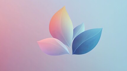 Digital illustration of three leaves with gradient colors, creating an abstract floral design.