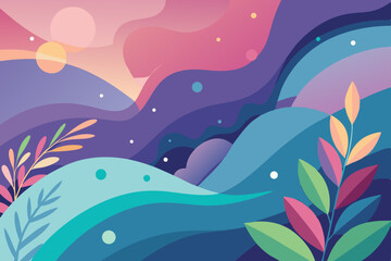 Abstract nature illustration with colorful shapes and gradient effect for design