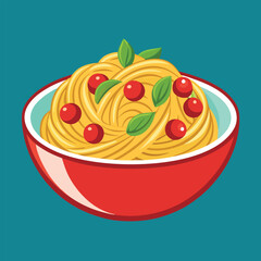 pasta on bowl vector