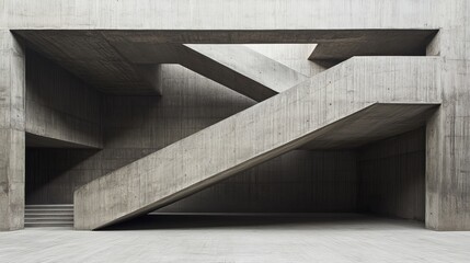 Fototapeta premium Concrete stairs and interior spaces
