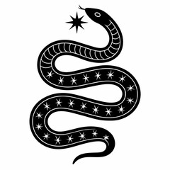 Obraz premium Ornate black snake with stars design element