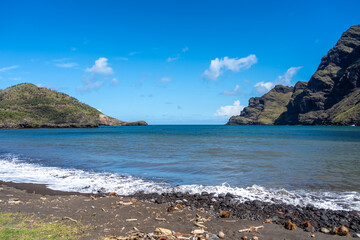 Majestic cliffs of Hakaui Bay, Nuku Hiva, Marquesas Islands, French Polynesia