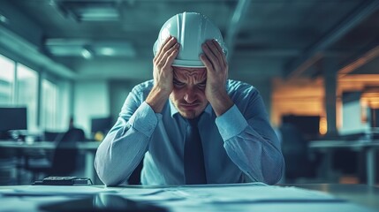 Stressed Engineer in Office