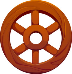 Obraz premium Western wooden wheel, cowboy font typeface letter O. American cowboy English alphabet typeset symbol, Wild West cartoon vector font element. Western kids ABC type sign or letter