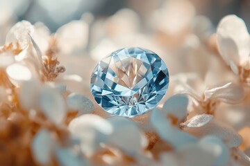 Radiant gemstone nestled in delicate blossoms